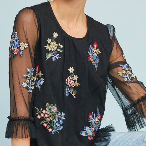 Anthropologie Tops - Anthropologie Daria Embroidered Top by Ranna Gill - L